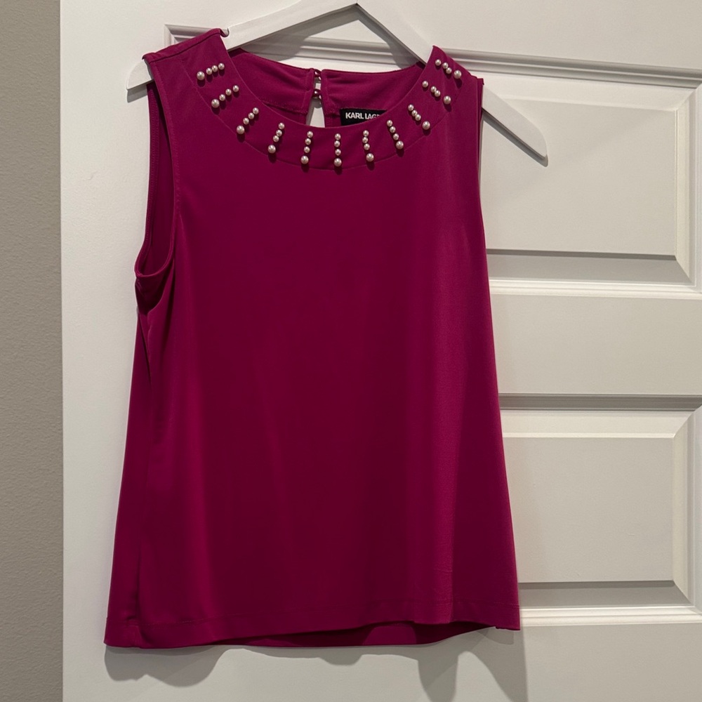 Karl Lagerfeld Women's Fuchsia Sleeveless Blouse